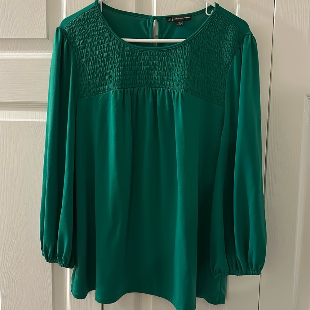 Green rouched blouse